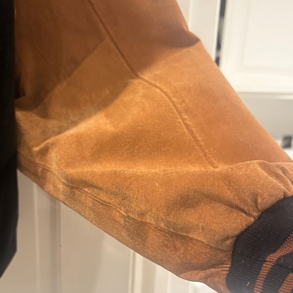 Vintage- Atlanta Olympic Games 1996 Suede Jacket -Black and Tan Bomber Jacket - Picture 13 of 16